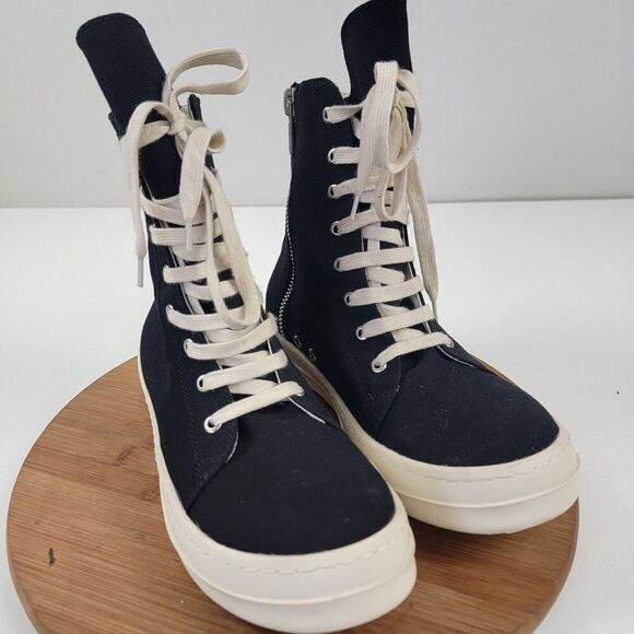 Rick Owens DRKSHDW High Top Sneakers Men's Shoe Sz EU 41 US 8 Italy Side Zip Up - Picture 3 of 16